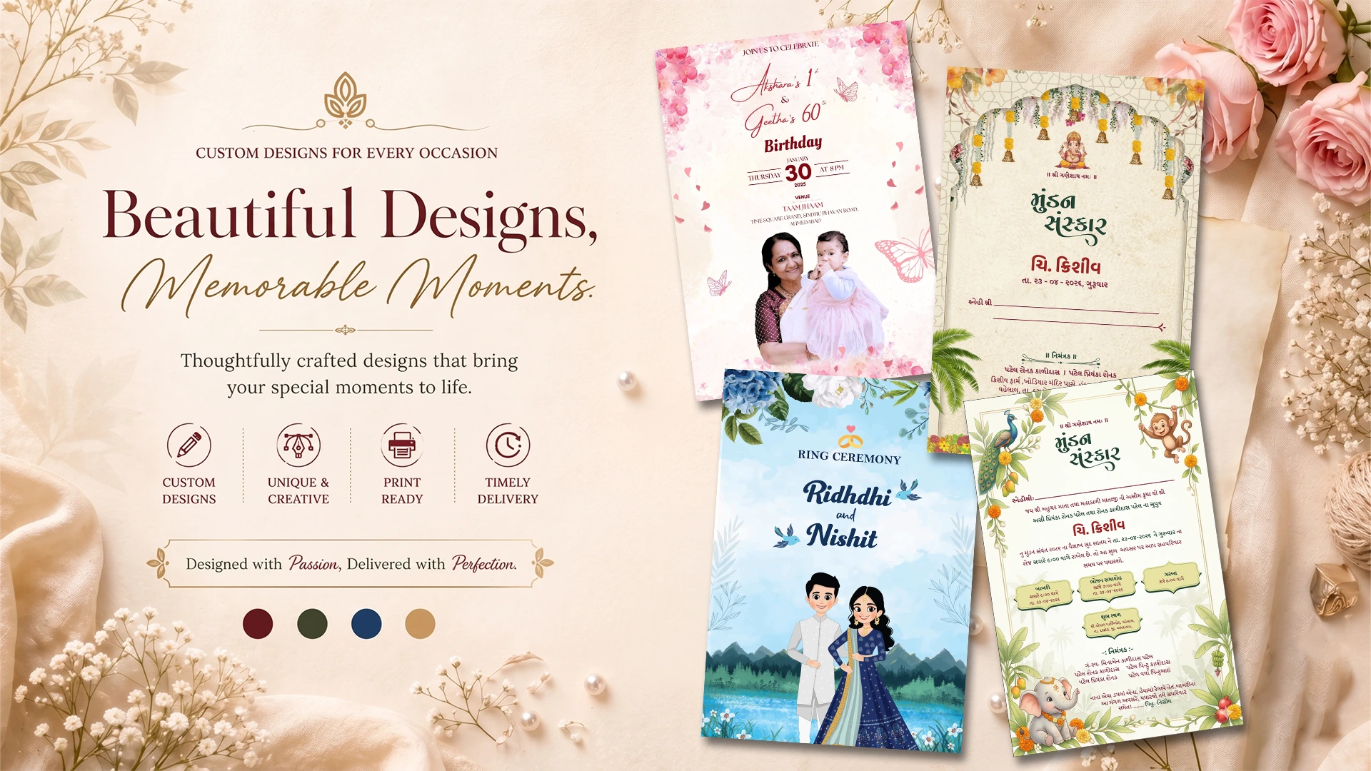 Custom Invitation Design for Weddings, Events & Celebrations